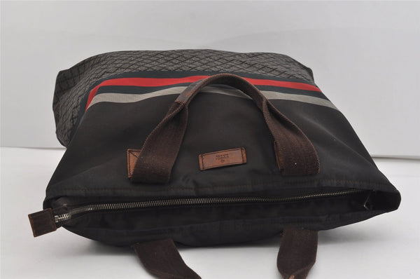 Authentic GUCCI Vintage Diamante Hand Tote Bag Nylon Leather 268112 Brown 2069I