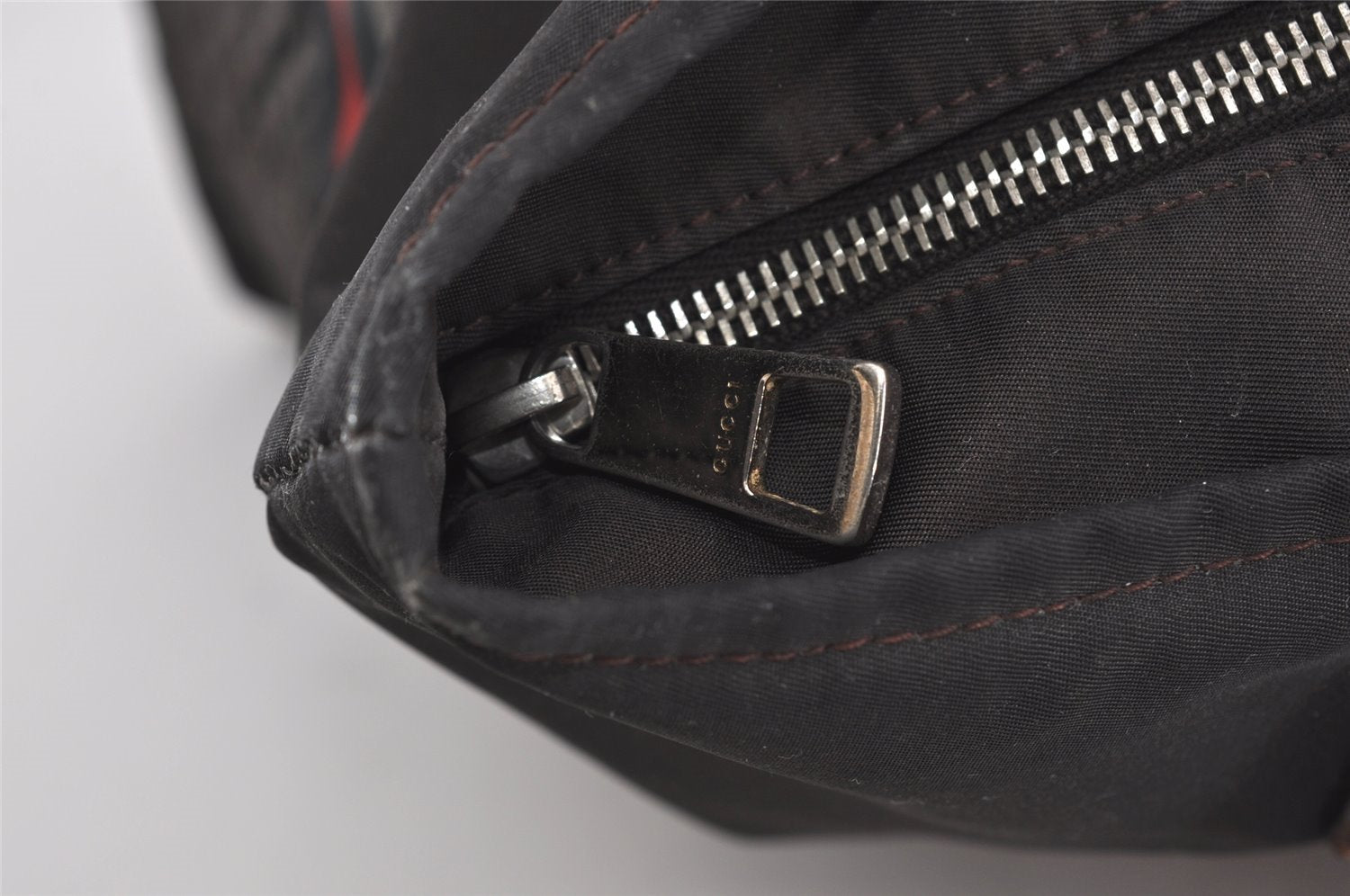 Authentic GUCCI Vintage Diamante Hand Tote Bag Nylon Leather 268112 Brown 2069I