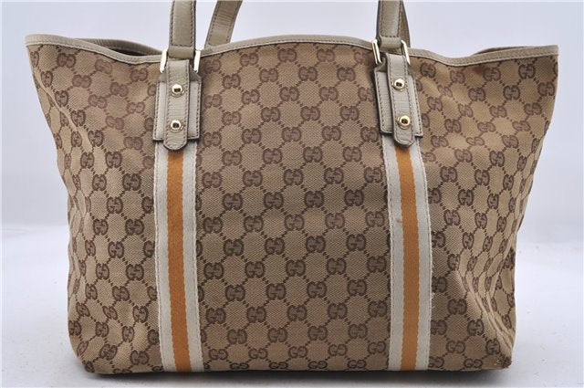 GUCCI Sherry Line Shoulder Tote Bag GG Canvas Leather 139260 Brown Ivory 2070D