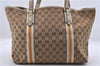 GUCCI Sherry Line Shoulder Tote Bag GG Canvas Leather 139260 Brown Ivory 2070D