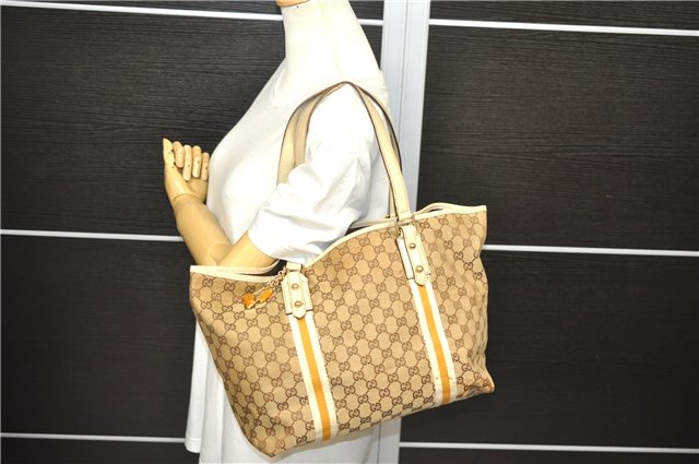 GUCCI Sherry Line Shoulder Tote Bag GG Canvas Leather 139260 Brown Ivory 2070D