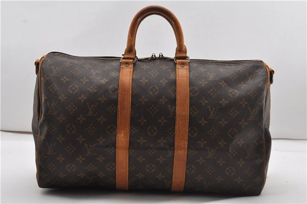 Authentic Louis Vuitton Monogram Keepall Bandouliere 45 M41418 Boston Bag 2070G