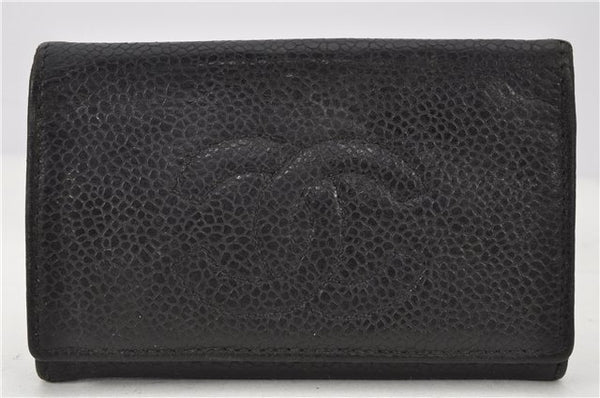 Authentic CHANEL Vintage Caviar Skin 6 Six Hooks Key Case CC Logo Black 2074G