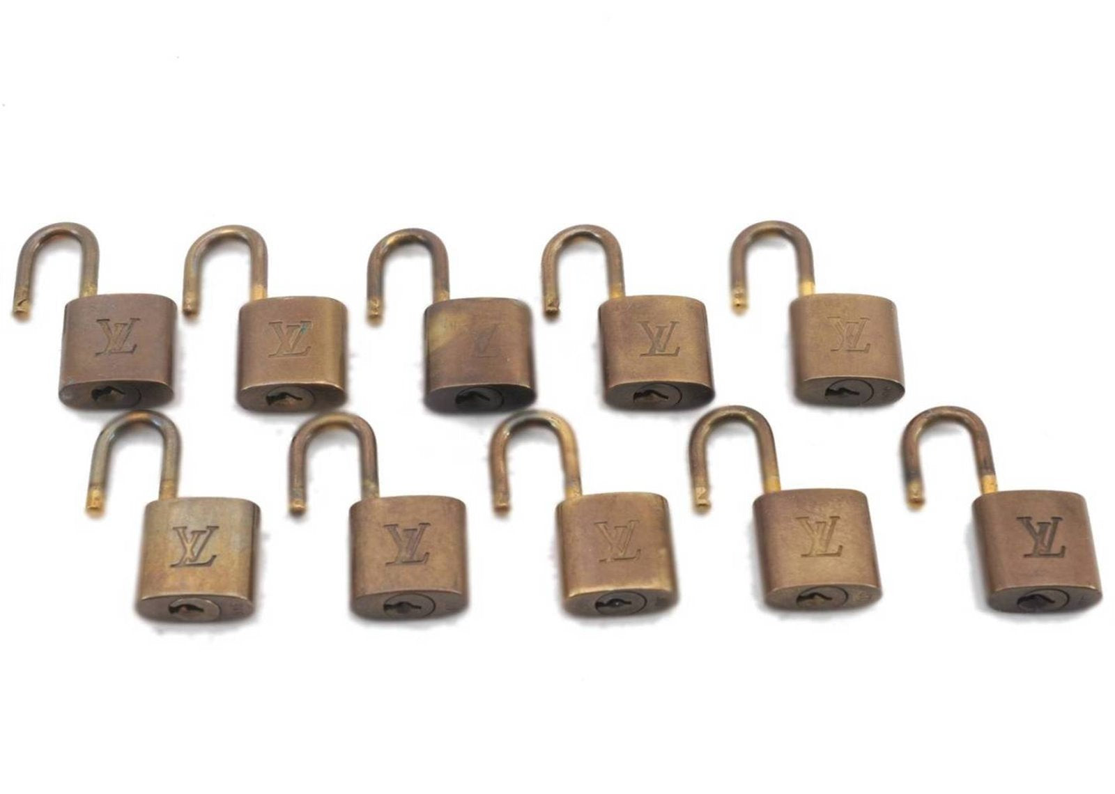Authentic LOUIS VUITTON Padlock Gold 10Set LV 2074C