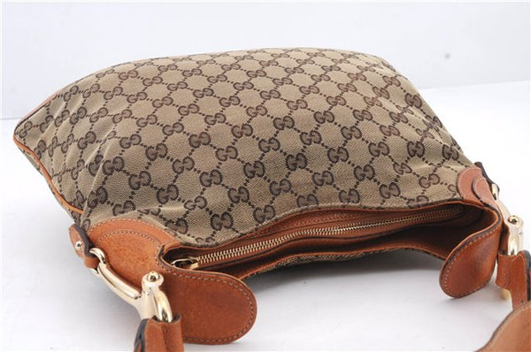 Authentic GUCCI Horsebit Shoulder Hand Bag GG Canvas Leather 145826 Brown 2078D