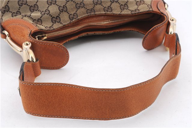 Authentic GUCCI Horsebit Shoulder Hand Bag GG Canvas Leather 145826 Brown 2078D