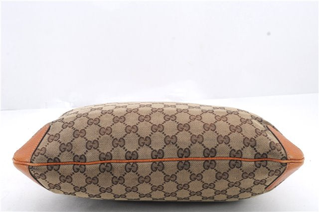 Authentic GUCCI Horsebit Shoulder Hand Bag GG Canvas Leather 145826 Brown 2078D