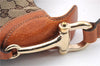 Authentic GUCCI Horsebit Shoulder Hand Bag GG Canvas Leather 145826 Brown 2078D