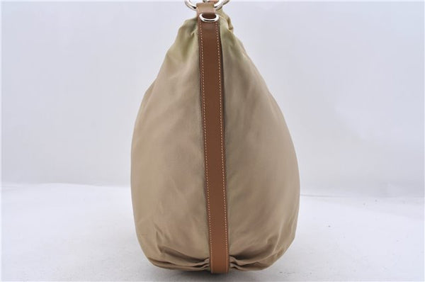 Authentic PRADA Nylon Leather Hand Shoulder Bag Purse Beige 2083D