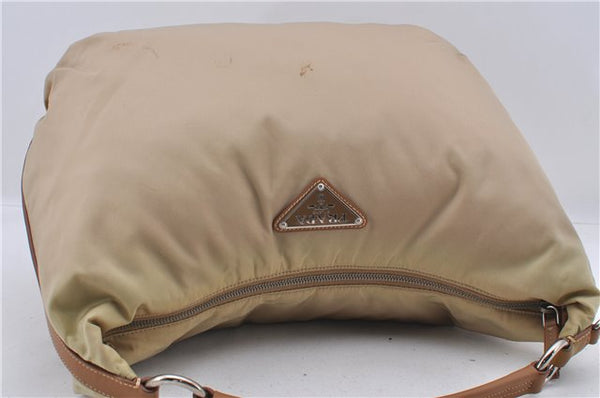 Authentic PRADA Nylon Leather Hand Shoulder Bag Purse Beige 2083D