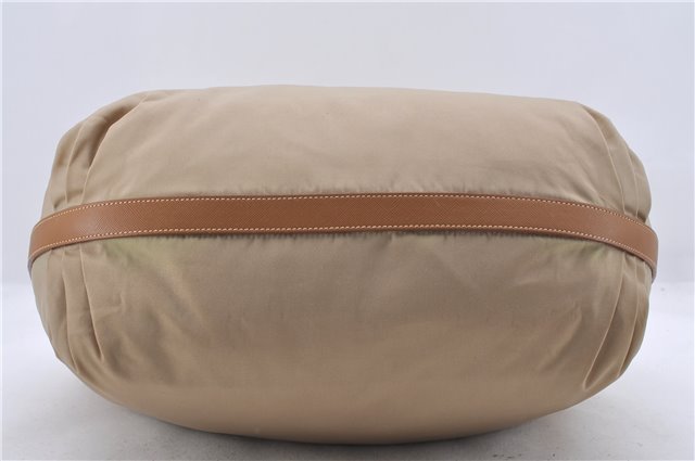 Authentic PRADA Nylon Leather Hand Shoulder Bag Purse Beige 2083D