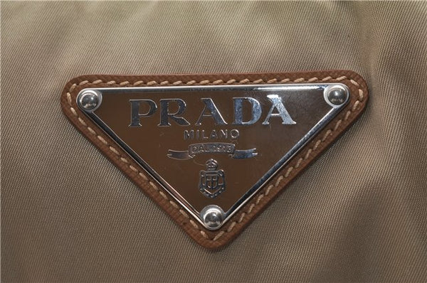 Authentic PRADA Nylon Leather Hand Shoulder Bag Purse Beige 2083D