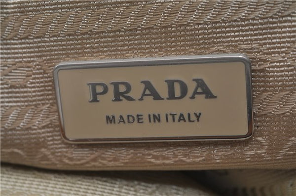 Authentic PRADA Nylon Leather Hand Shoulder Bag Purse Beige 2083D