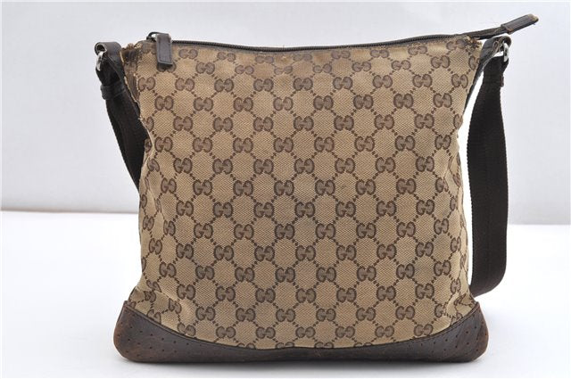 Authentic GUCCI Shoulder Cross Body Bag GG Canvas Leather 145857 Brown 2083G
