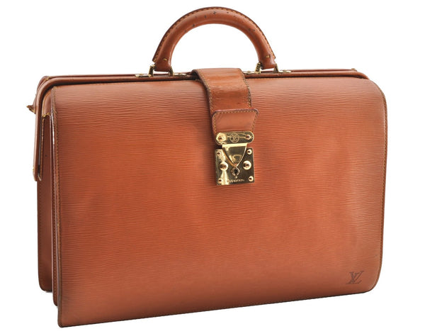 Authentic Louis Vuitton Epi Serviette Fermoir Briefcase Brown M54358 Junk 2084G