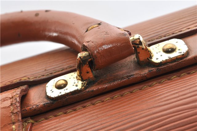 Authentic Louis Vuitton Epi Serviette Fermoir Briefcase Brown M54358 Junk 2084G