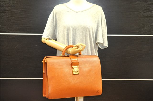 Authentic Louis Vuitton Epi Serviette Fermoir Briefcase Brown M54358 Junk 2084G