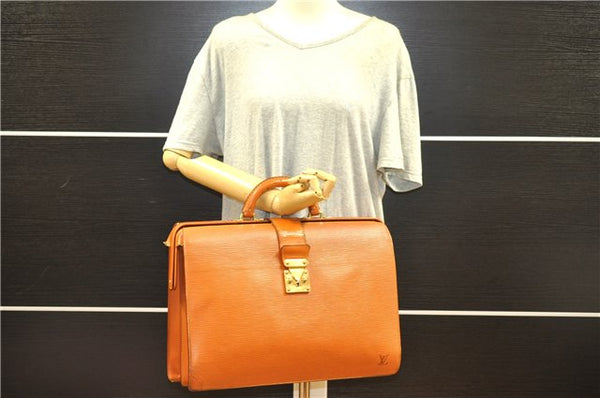 Authentic Louis Vuitton Epi Serviette Fermoir Briefcase Brown M54358 Junk 2084G