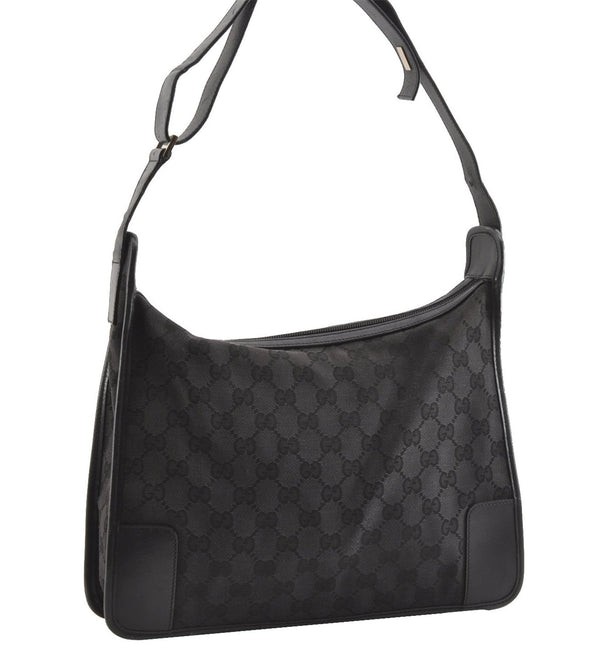 Authentic GUCCI Vintage Shoulder Hand Bag GG Canvas Leather 0014205 Black 2086G