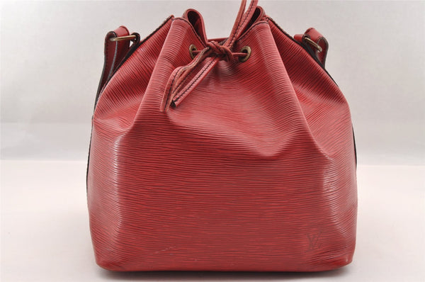 Authentic Louis Vuitton Epi Petit Noe Shoulder Drawstring Bag M44107 Red 2086I