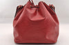 Authentic Louis Vuitton Epi Petit Noe Shoulder Drawstring Bag M44107 Red 2086I
