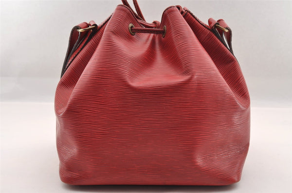 Authentic Louis Vuitton Epi Petit Noe Shoulder Drawstring Bag M44107 Red 2086I