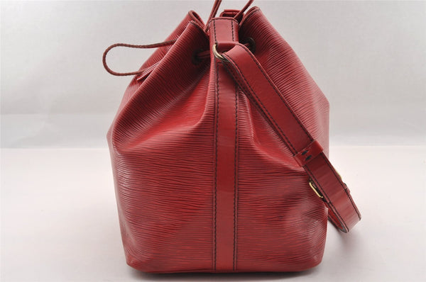 Authentic Louis Vuitton Epi Petit Noe Shoulder Drawstring Bag M44107 Red 2086I