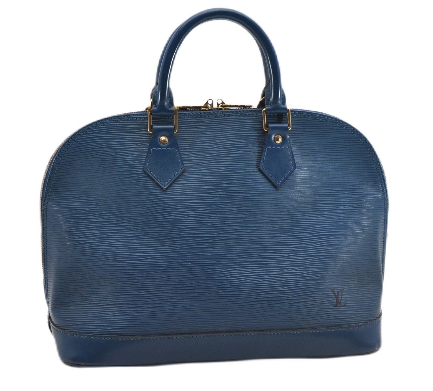 Authentic Louis Vuitton Epi Alma PM Hand Bag Blue M52145 LV 2087G