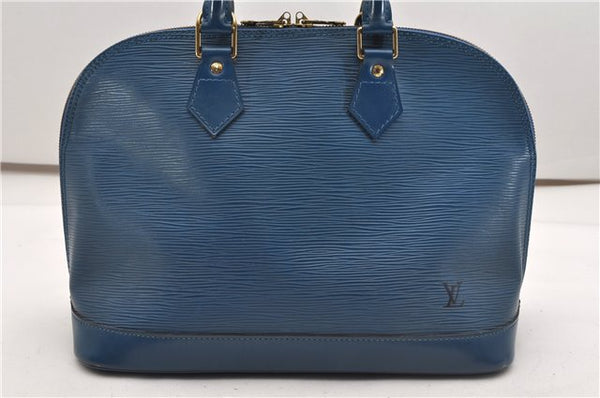 Authentic Louis Vuitton Epi Alma PM Hand Bag Blue M52145 LV 2087G