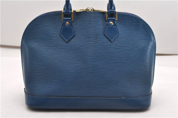 Authentic Louis Vuitton Epi Alma PM Hand Bag Blue M52145 LV 2087G