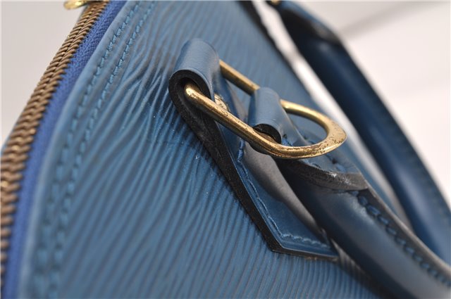 Authentic Louis Vuitton Epi Alma PM Hand Bag Blue M52145 LV 2087G