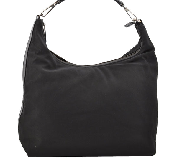 Authentic GUCCI Vintage Shoulder Hand Bag Nylon Leather Black  2092G