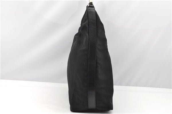 Authentic GUCCI Vintage Shoulder Hand Bag Nylon Leather Black  2092G