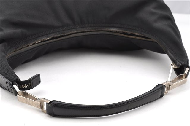 Authentic GUCCI Vintage Shoulder Hand Bag Nylon Leather Black  2092G
