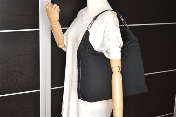 Authentic GUCCI Vintage Shoulder Hand Bag Nylon Leather Black  2092G