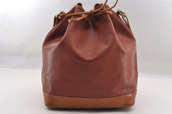 Authentic Louis Vuitton Epi Noe Bi-color Brown Drawstring Bag M44028 LV 2096I