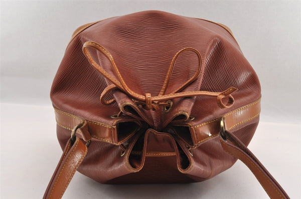 Authentic Louis Vuitton Epi Noe Bi-color Brown Drawstring Bag M44028 LV 2096I