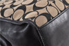 Auth COACH Signature Shoulder Hand Bag Canvas Leather 32907 Black Beige 2098F