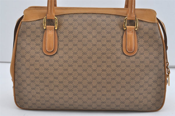 Authentic GUCCI Vintage Micro GG PVC Leather Tote Hand Bag Brown 2099I