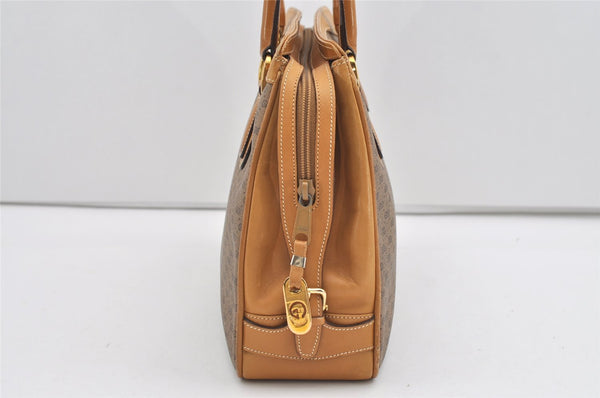 Authentic GUCCI Vintage Micro GG PVC Leather Tote Hand Bag Brown 2099I