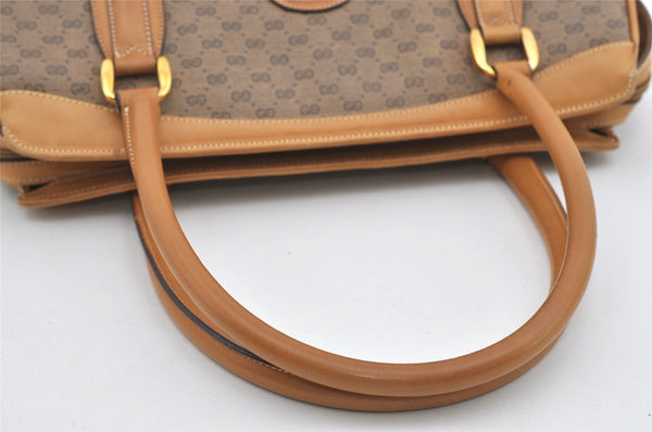 Authentic GUCCI Vintage Micro GG PVC Leather Tote Hand Bag Brown 2099I