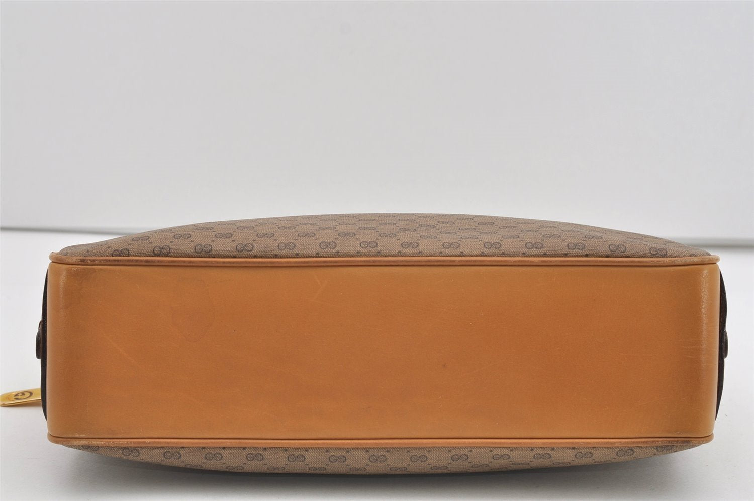 Authentic GUCCI Vintage Micro GG PVC Leather Tote Hand Bag Brown 2099I