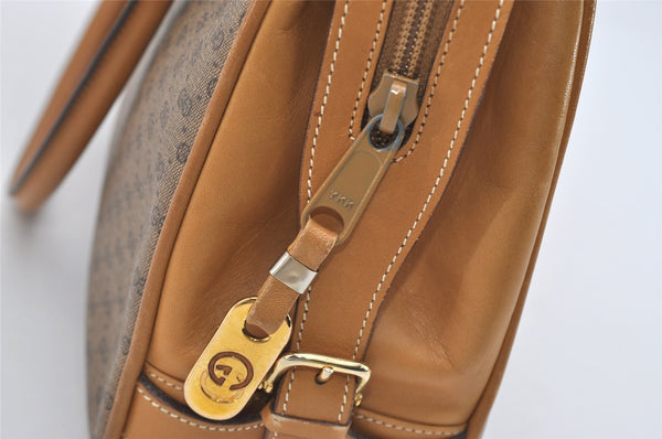 Authentic GUCCI Vintage Micro GG PVC Leather Tote Hand Bag Brown 2099I