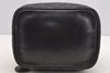 Authentic CHANEL Calf Skin Bicolore Vanity Hand Bag Pouch Purse Black CC 2102I