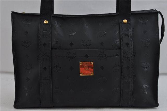 Authentic MCM PVC Vintage Shoulder Tote Bag Black 2103D