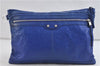 Authentic BALENCIAGA Classic Clip L Clutch Bag Purse Leather 273023 Blue 2104D