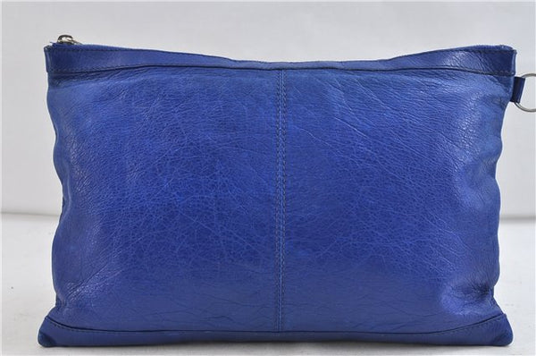 Authentic BALENCIAGA Classic Clip L Clutch Bag Purse Leather 273023 Blue 2104D