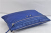 Authentic BALENCIAGA Classic Clip L Clutch Bag Purse Leather 273023 Blue 2104D