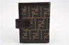 Authentic FENDI Zucca Vintage Notebook Cover Canvas Leather Brown 2104G