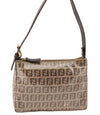 Authentic FENDI Zucchino Vintage Hand Bag Pouch Purse PVC Leather Brown 2105G